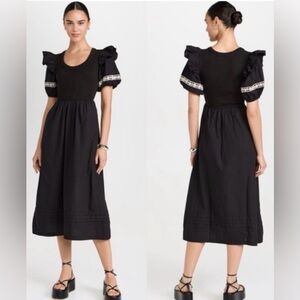 Cleobella Selma Puff Sleeve Midi Dress Black